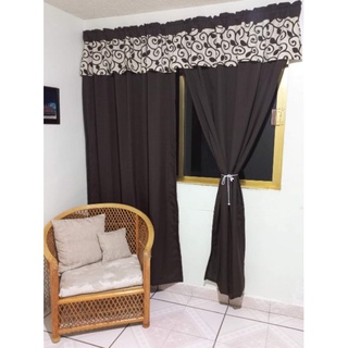 cortina café chocolate con grecas ideal para sala o recamara tela fresca y estilo moderno