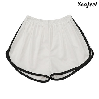 seafeel Patchwork High Waist Running Shorts Women Elastic Waist Stretchy Yoga Shorts Short Pants (9)