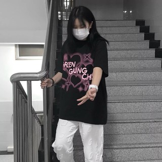 Camiseta de manga corta para mujer, top suelto, ropa