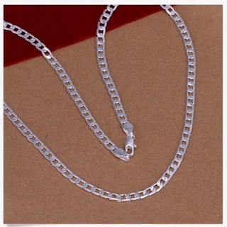 [CHMY] collar de cadena plana lateral de plata de ley 925 para hombre de 4 mm (4)