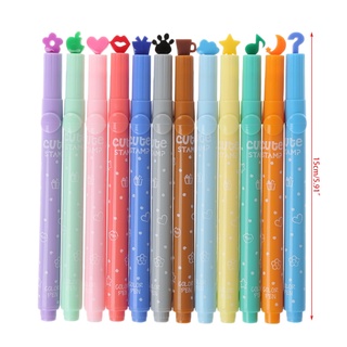 willi 3Pcs School Supplies Creative Cute Colorful Kawaii Stamp Highlighter Marker Pen (5)
