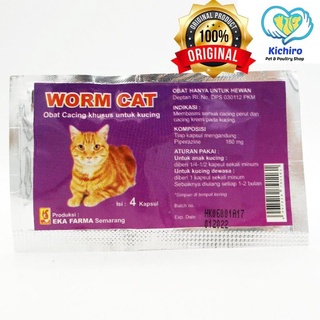 Contenido de pintura de gusano 4 cápsulas Eka Farma Special Worm Medicine para gatos (1)