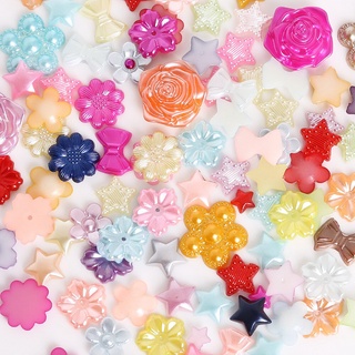 sansa.mx cuentas planas de Color mezclado de forma mixta perlas de gramento de plástico ABS imitación perla perlas de flores para bricolaje suministros de manualidades