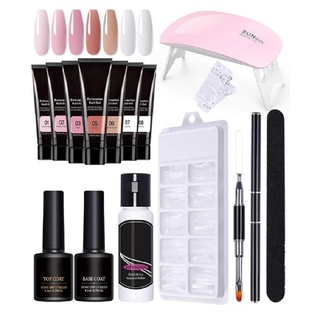（beaty） Nail Extension Gel Set Polygel Nail Kit with 7 Extension Glue Colours and