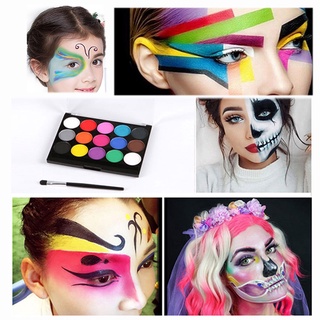 Kit de pintura facial y corporal 15 colores paletas de polvo prensado Set Face Art maquillaje ☆Gogohomemall