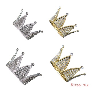 foxyy baby hexágono lujo diamantes de imitación corona mini tiara boda accesorios para el cabello princesa niñas fiesta de cumpleaños diadema decoración