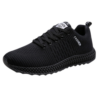 ♛fiona01♛ Men's Outdoor Mesh Casual Sport Shoes Lace-Up Solid Color Soft Bottom Sneakers
