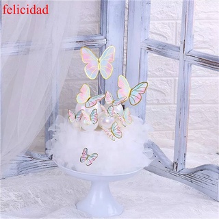 felicidad 10pcs diy decoración de tartas feliz cumpleaños tema mariposa papel pastel decoración