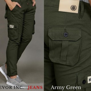 ! Ejército verde hombres largos pantalones de carga Premium lona Original Slimfit largo Cargo PDL Distro B