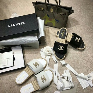 Chanel/Sandalias de canal gruesa perla inferior vacaciones Casual bajo talón tejido zapatillas de mujer ropa exterior zapatos de pescador mujeres (1)