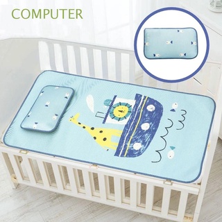 COMPUTER Soft-Cushion Mattress Breathable Ice Silk Baby Cool Mat Newborn Removable Bedding Set Pillow Sleeping Crib Pad/Multicolor (1)