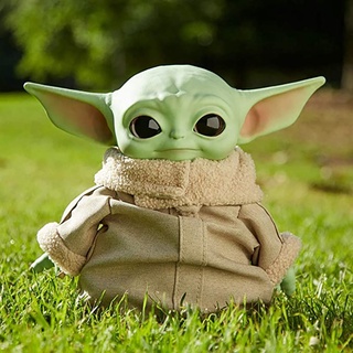 28cm Baby Yoda Grogu Figura con mochila Star Wars Con Sonido Real peluche maestro la fuerza Mandalorian (3)