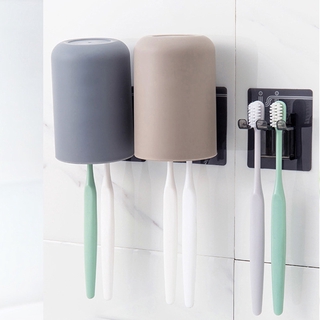 Soporte/Porta cepillos De dientes De color simple/Organizador Para baño/adhesivo De pared