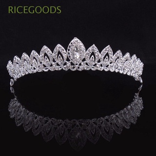 ricegoods prom headwear magnífico adornos novia tiara mujeres accesorios de pelo princesa color plata novia aleación pelo corona/multicolor