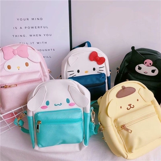 [listo stock]mujeres hello kitty sling bag lindo coreano crossbody bag cinnamoroll kuromi sanrio 2 vías bolso de hombro marca bolsas mini mochila multifunción pu bagpack para niño (3)