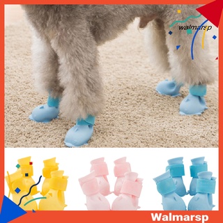 [Wmp] 4 pzs botas de lluvia antideslizantes de silicona cálidas para perros/perros/cachorros/zapatos