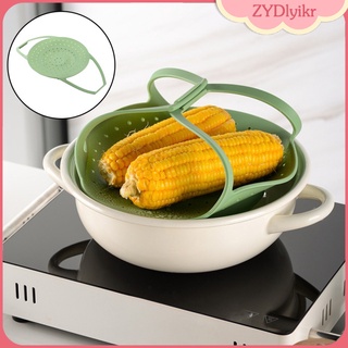 cesta de vapor de silicona vegetal retráctil con asas resistentes al calor para vaporizador bollos fruta verduras pescado frutas