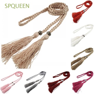 SPQUEEN Tie Decorated Waist Self-Tie Bowknot Woven Tassel Belt Chain Rope Dress Thin Women Braided/Multicolor