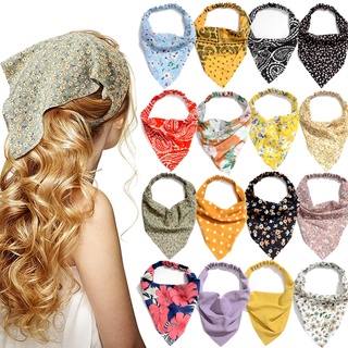 63 estilo bohemia bandana para las mujeres bandas elásticas para el pelo triángulo pañuelo floral impresión cabeza envoltura bufanda accesorios para el cabello headwear
