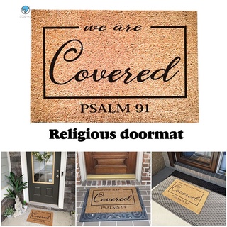 Estamos cubiertos salmo 91 religioso felpudo puerta delantera almohadilla de la casa de apertura presente bienvenida alfombra de inauguración de la casa