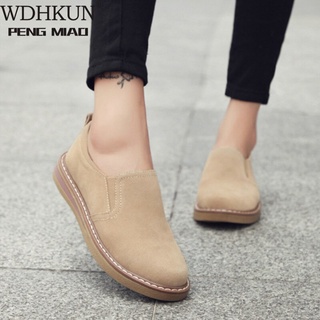 WDHKUN 2020 New Spring Women Flats Sneakers Suede Leather Round Toe Shoes Casual Shoes Women Slip On Flat Loafers Jazz Oxford