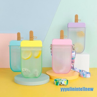 [yyyulinintellnew] lindo vaso de paja plástico paleta botella de agua al aire libre transparente taza