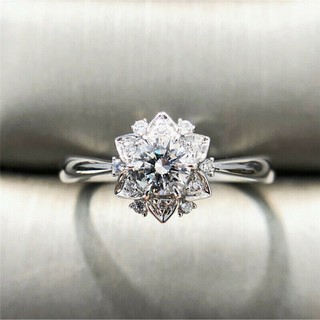 Nueva exquisita flor de simulación de copo de nieve anillo de circón de diamantes anillo de compromiso de banquete de bodas (2)