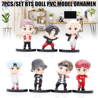 7Pcs/Set BTS Tiny TAN Mini Figure Bangtan Boys Groups BTS Anime Figurine Toy Group Gift Idol Doll PVC Model