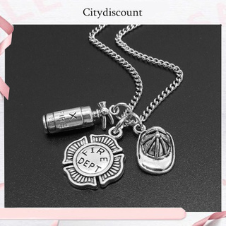 City_Unisex Fire Extinguisher Shape Pendant Chain Necklace Firefighter Jewelry Gift