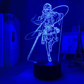 Anime 3d lámpara de ataque en Titan Levi Ackerman luz para decoración de dormitorio niños regalo ataque en Titan LED luz de noche Levi