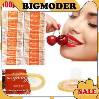 bigmoder 100Pcs Ultra Thin Latex Condom Oil Filled Ring Delay Ejaculation Sleeves Sex Toy