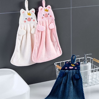 Usnow bordado de mano toalla seca estilo microfibra toalla de mano para bebé baño de felpa hogar niños suave cerdo de dibujos animados Multicolor (4)