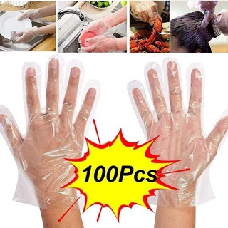 (100 Unidades) Guantes Desechables De Plástico De Preparación De Alimentos , Seguro Cuidado Y Limpieza PE Tamaño Libre