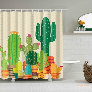 vulnerable tropical cactus cortina de ducha impermeable tela decoración de baño con 12 ganchos
