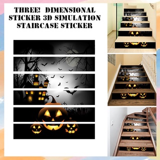 pop|listo halloween 3d papel pintado pvc impermeable escalera pegatina autoadhesiva escalera piso diy pared calcomanía extraíble decoración del hogar