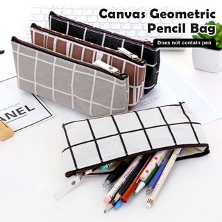 Bolsa de lápices geométrica de lona para escuela, Simple rayas, Color sólido, estuche para estudiantes de oficina
