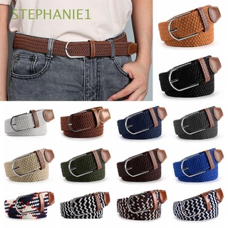 stephanie1 hombres mujeres trenzado elástico cinturón clásico elástico tela cinturones de lona moda deportes al aire libre casual cuero pu hebilla cintura