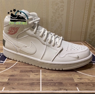 『FP•Shoes』 Nike Air Jordan 1 AJ1 Mid Euro blanco rojo Lightning roto gancho bordado moda parejas zapatos de baloncesto zapatos para correr (5)