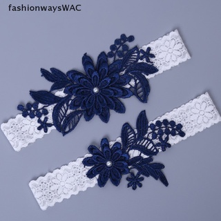 [fashionwayswac] 2 ligas de boda azul marino bordado floral sexy ligueros mujeres [caliente]