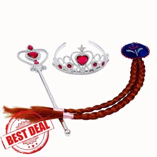 1Pc Frozen Blue Crown Snow Stick Braid Glove Set Christmas Set Aisha Prince X1H5 (1)