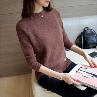 coreano mujeres señoras o cuello manga larga de punto tops suéter (4)