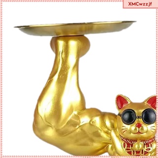 [listo stock] figura de gato de la fortuna figura de dinero muscular gato escultura resina fengshui estatua riqueza buena suerte hogar coche decoración