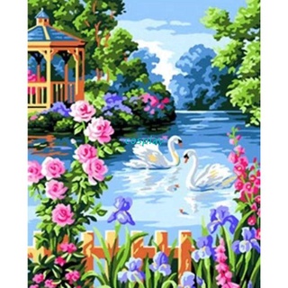 COS Swan DIY Oil Painting Paint By Numbers Kits with Brushes Acrylics Painting Kits