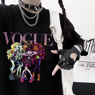 Tiansen 2021 Harajuku cartoon gothic print short sleeve Monster High T-shirt women tops Summer streetwear O-neck sweet girls tee shirt