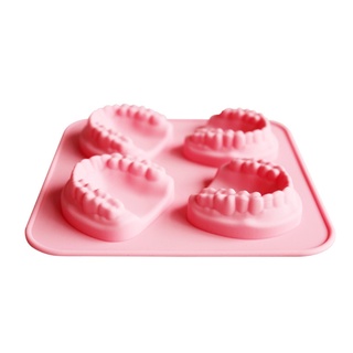 casa 4 agujeros dentaduras en forma de cubo de hielo molde de silicona bandeja de hielo diy helado molde divertido mordaza regalo para dentista seniors día del padre (7)