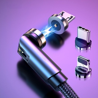 Cable magnético usb Tipo C Cable micro usb de carga magnética para iPhone Samsung Cable de carga 360º + 180º Rotación