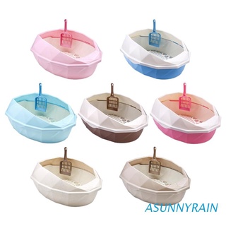 ASUNNYRAIN Plastic Cat Litter Box Open Top Spacious Toilet for Different Size of Cats