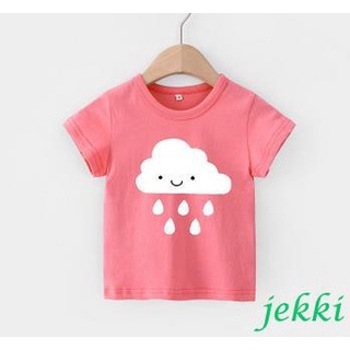 kk-baby verano casual camiseta, niñas de dibujos animados nube patrón de lluvia de manga corta
