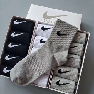 5 pares de calcetines deportivos de tubo largo Nike para hombre y mujer, 100% algodón puro, largo, transpirable, casual