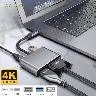 AARON1 USB 3.0 Convertidor De Audio 4K Adaptador Tipo C A HDMI/VGA/- 4 En 1 Type + + pd Concentrador De Carga Rápida/Multicolor